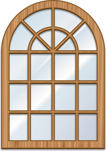 Arched Wooden Window Illustration 